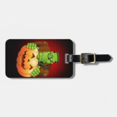 Frankenstein Monster Cartoon met pompoen Bagagelabel (Voorkant horizontaal)