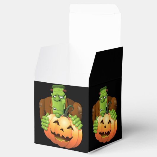 Frankenstein Monster Cartoon met pompoen Bedankdoosjes (Geopend)