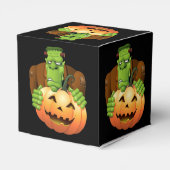 Frankenstein Monster Cartoon met pompoen Bedankdoosjes (Achterkant)