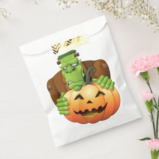 Frankenstein Monster Cartoon met pompoen Bedankzakje (Gezegeld)