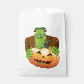 Frankenstein Monster Cartoon met pompoen Bedankzakje (Voorkant)