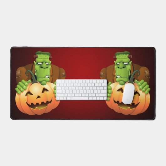 Frankenstein Monster Cartoon met pompoen Bureaumat (Keyboard & Muis)
