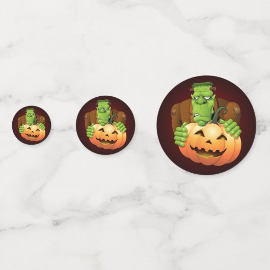 Frankenstein Monster Cartoon met pompoen Confetti (Voorkanten)