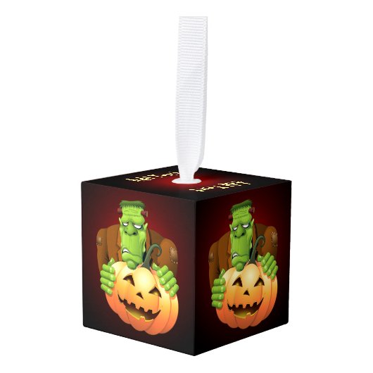 Frankenstein Monster Cartoon met pompoen Decoratie (Voorkant hoekig)
