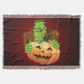 Frankenstein Monster Cartoon met pompoen Deken (Voorkant)