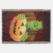 Frankenstein Monster Cartoon met pompoen Deken (Voorkant)