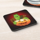 Frankenstein Monster Cartoon met pompoen Drankjes Onderzetter (Linkerzijde)