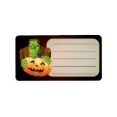 Frankenstein Monster Cartoon met pompoen Etiket (Voorkant)
