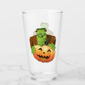 Frankenstein Monster Cartoon met pompoen Glas (Voorkant)