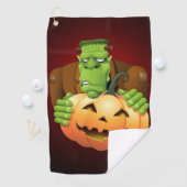 Frankenstein Monster Cartoon met pompoen Golfhanddoek (Insitu)