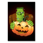 Frankenstein Monster Cartoon met pompoen Kaart (Voorkant)