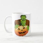 Frankenstein Monster Cartoon met pompoen Koffiemok (Links)