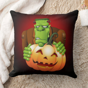 Frankenstein Monster Cartoon met pompoen Kussen