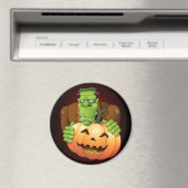 Frankenstein Monster Cartoon met pompoen Magneet (Insitu (Vaatwasser))