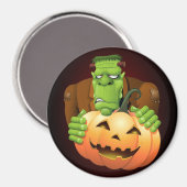 Frankenstein Monster Cartoon met pompoen Magneet (Voorkant / Achterkant)