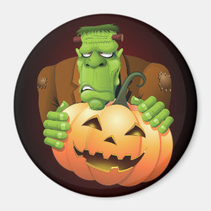 Frankenstein Monster Cartoon met pompoen Magneet