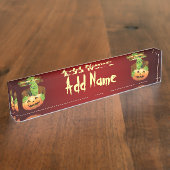 Frankenstein Monster Cartoon met pompoen Naambordje (Zijkant)