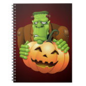 Frankenstein Monster Cartoon met pompoen Notitieboek (Voorkant)