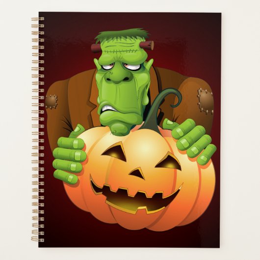 Frankenstein Monster Cartoon met pompoen Planner (Voorkant)