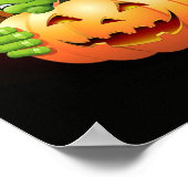 Frankenstein Monster Cartoon met pompoen Poster (Hoek)