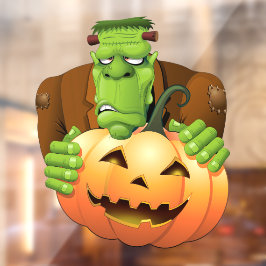 Frankenstein Monster Cartoon met pompoen Raamsticker