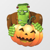 Frankenstein Monster Cartoon met pompoen Raamsticker (Vel)