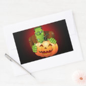 Frankenstein Monster Cartoon met pompoen Rechthoekige Sticker (Envelop)