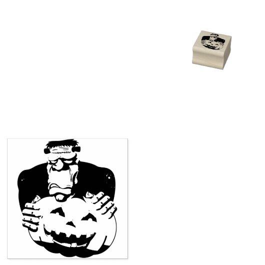 Frankenstein Monster Cartoon met pompoen Rubberstempel (Gestempeld)