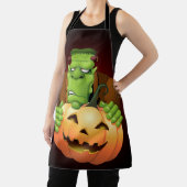Frankenstein Monster Cartoon met pompoen Schort (Insitu)