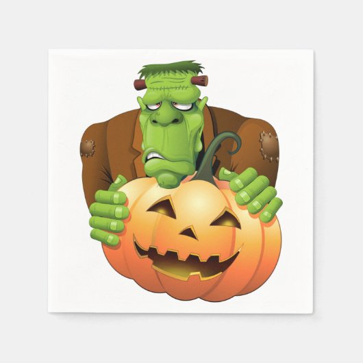 Frankenstein Monster Cartoon met pompoen Servet (Voorkant)