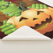 Frankenstein Monster Cartoon met pompoen Sherpa Deken (3/4)