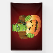 Frankenstein Monster Cartoon met pompoen Spandoek (Verticaal)