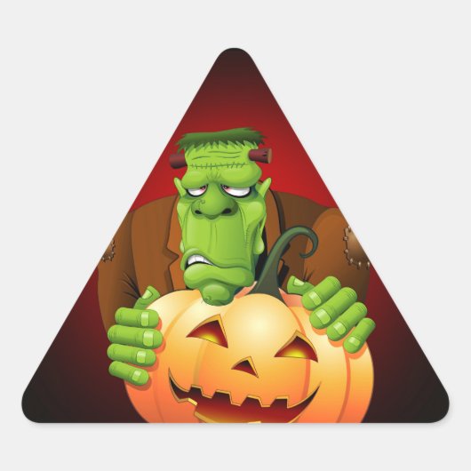 Frankenstein Monster Cartoon met pompoen Sticker (Voorkant)