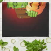 Frankenstein Monster Cartoon met pompoen Theedoek (Gevouwen)