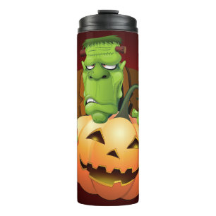 Frankenstein Monster Cartoon met pompoen Thermosbeker