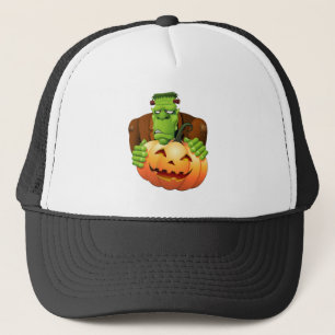 Frankenstein Monster Cartoon met pompoen Trucker Pet