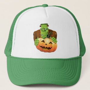 Frankenstein Monster Cartoon met pompoen Trucker Pet