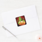 Frankenstein Monster Cartoon met pompoen Vierkante Sticker (Envelop)
