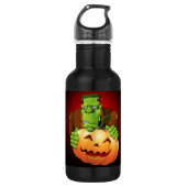 Frankenstein Monster Cartoon met pompoen Waterfles (Voorkant)