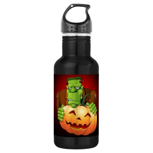 Frankenstein Monster Cartoon met pompoen Waterfles (Voorkant)