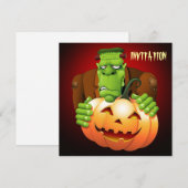 Frankenstein Monster Cartoons met Pompoen Kaart (Voorkant / Achterkant)