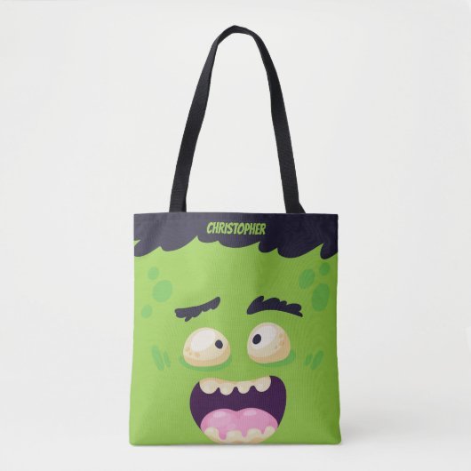 Frankenstein Monster Cute Personalized Halloween Tote Bag (Voorkant)