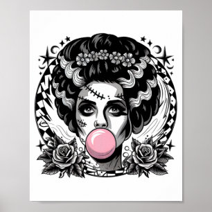 Frankenstein Monster en bruid Bubble Gum Funny Ha Poster