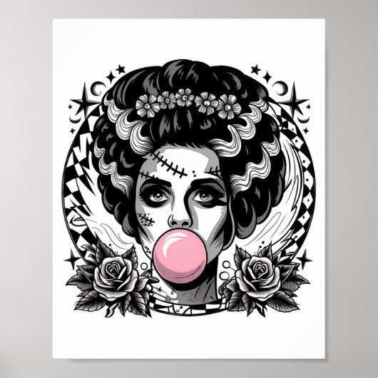 Frankenstein Monster en bruid Bubble Gum Funny Ha Poster (Voorkant)