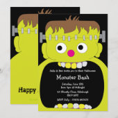 Frankenstein Monster Face Halloween Party Kaart (Voorkant / Achterkant)