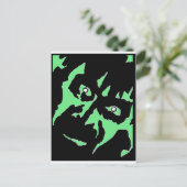 Frankenstein Monster Green Black Retro Briefkaart (Staand voorkant)