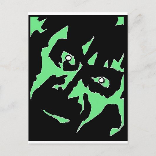Frankenstein Monster Green Black Retro Briefkaart (Voorkant)