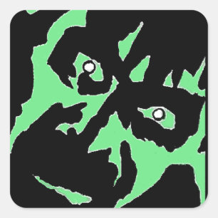 Frankenstein Monster Groen Zwart Retro Vierkante Sticker