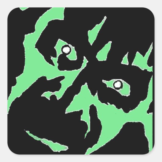  Frankenstein Monster Groen Zwart Retro Vierkante Sticker (Voorkant)