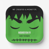 Frankenstein Monster Halloween Baby shower Papieren Bordje (Voorkant)